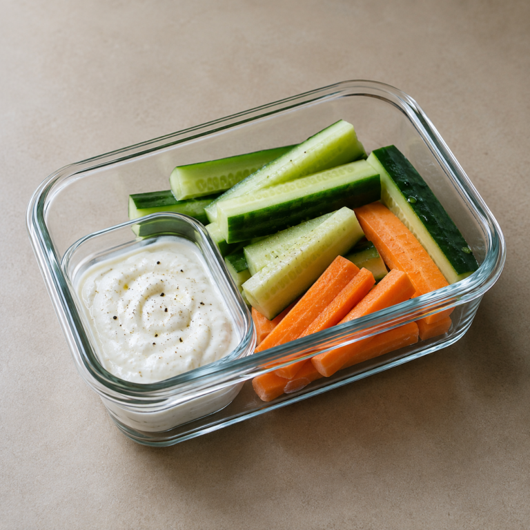 Pepino y zanahoria con dip de yogur