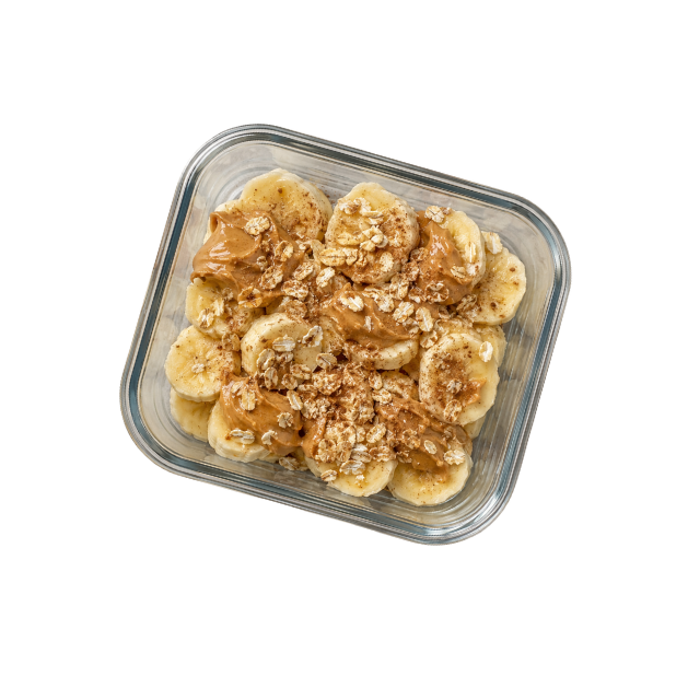 Plátano con crema de cacahuate y avena